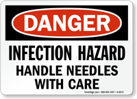 Danger: Infection Hazard Handle With Care Sign
