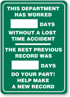 This Department has Worked Sign