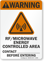 Warning (ANSI) RF Microwave Energy Controlled Sign