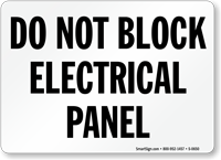 Do Not Block Electrical Panel Sign