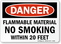 OSHA Danger Flammable Material No Smoking Sign