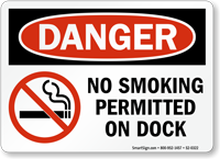 Danger No Smoking Permitted On Dock Sign