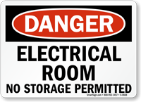Danger Electrical Room Storage Permitted Sign