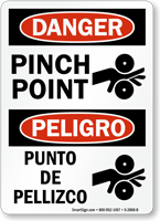 Danger Pinch Point Punto De Pellizco Bilingual Sign
