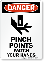 Danger Pinch Points Watch Your Hands Sign