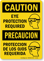 Caution / Precaucion Eye Protection Required Sign