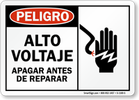 Alto Voltaje Apagar Antes De Reparar Spanish Sign