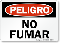 Spanish Peligro No Fumar Sign No Smoking