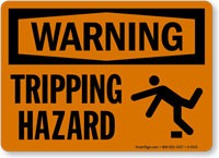 Warning Tripping Hazard Sign