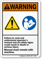 Failure To Read Operator's Manual Result Death Sign