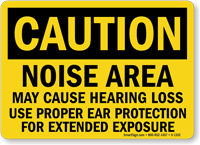 Noise Area May Cause Hearing Loss Caution Sign