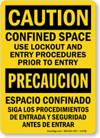 Confined Space Use Lockout Procedures (Bilingual) Sign