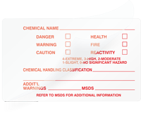 Chemical Name and Warnings Self-Laminating Label