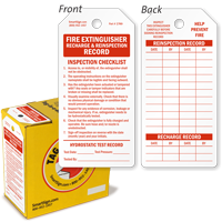 Fire Extinguisher Recharge Reinspection Record Tag in a Box