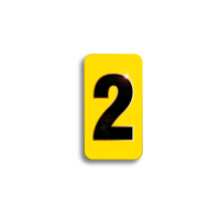 Character Black on Yellow "2" For Horizontal Mounting Holder