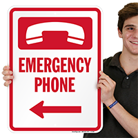 Emergency Telephone Right Left Sign