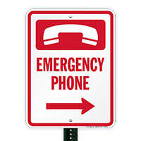 Emergency Telephone Right Arrow Sign