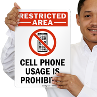 Restricted Area Phone Usage Is Prohibited Sign