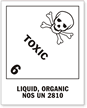 UN 2810 Toxic Liquid Organic Label