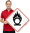 GHS Oxidizing Flame Over Circle Pictogram ISO Sign