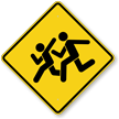 Children Crossing Diamond Shape Sign Symbol