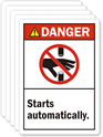 Danger Starts Automatically ANSI Label