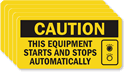 Equipment Starts Stops Automatically Caution Label