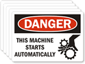 Danger Equipment Starts Stops Automatically Label