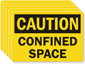 Caution Confined Space Label (Set of 5)