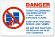 Danger May Contain Explosive Vapors Label