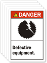 Danger Defective Equipment Vinyl Label