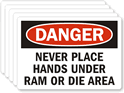 Danger Hands Under Ram Die Label