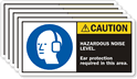 Caution Hazardous Ear Protection Required Label