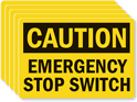 Caution Emergency Stop Switch Label
