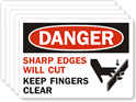Danger Sharp Edges Cut Fingers Label