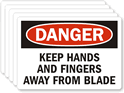 Danger Keep Hands, Fingers Away Blade Label
