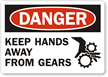Danger Keep Hands Away Gears Label