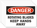 Danger Rotating Blades Hands Label