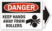Danger Keep Hands Away Rollers Label