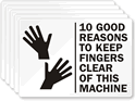 Keep Fingers Clear Machine Label, (Pack Of 5)