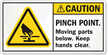 Pinch Point Hand Crush ANSI Caution Label