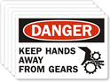 Keep Hands Away Gears Danger Label