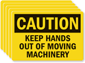 Keep Hands Out Moving Machinery Caution Label