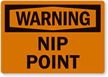 Nip Point Warning Laminated Vinyl Label