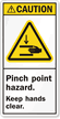 Pinch Point Hazard Keep Hands Clear ANSI Label