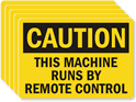 Caution Machine Runs By Remote Control, 5Labels/Pack
