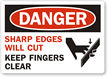 Sharp Edges Cut Fingers Danger Label