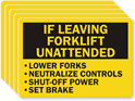 Forklift Unattended Instructions Label