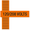 120/208 Volts Labels, Small (1/2in. x 2-1/4in.)