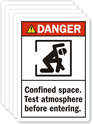 Danger Confined Space Test Atmosphere Before Label
